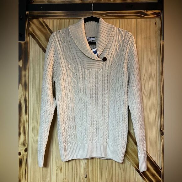 NWT Croft&Barrow Fisherman’s Sweater Cream XL - Picture 1 of 7